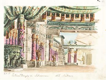 METRODORO CONTI (1810-1887) Group of 8 scenic designs for Giuseppe Verdis opera Nabucco.